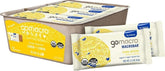 GoMacro front packaging showing lemon bars and nutritional clarity, convenient grab-and-go benefit