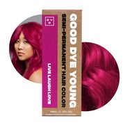 Good Dye Young envase frontal magenta, muestra color intenso y beneficios veganos
