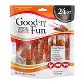 GOOD 'N' FUN embalaje frontal mostrando alitas y tamaño, atractivas y claras