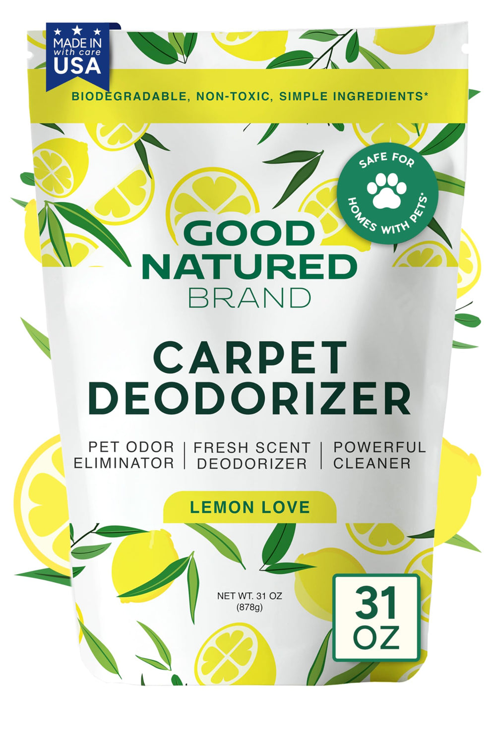Good Natured Brand envase frontal del polvo 31 oz mostrando etiqueta y aroma limón