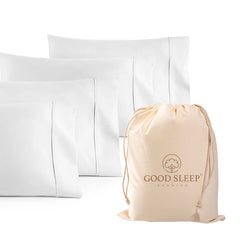 Good Sleep Bedding front packaging shows set of four pillowcases, luxury appeal