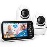 GoodBaby parent unit front view showing split-screen for monitoring two spaces