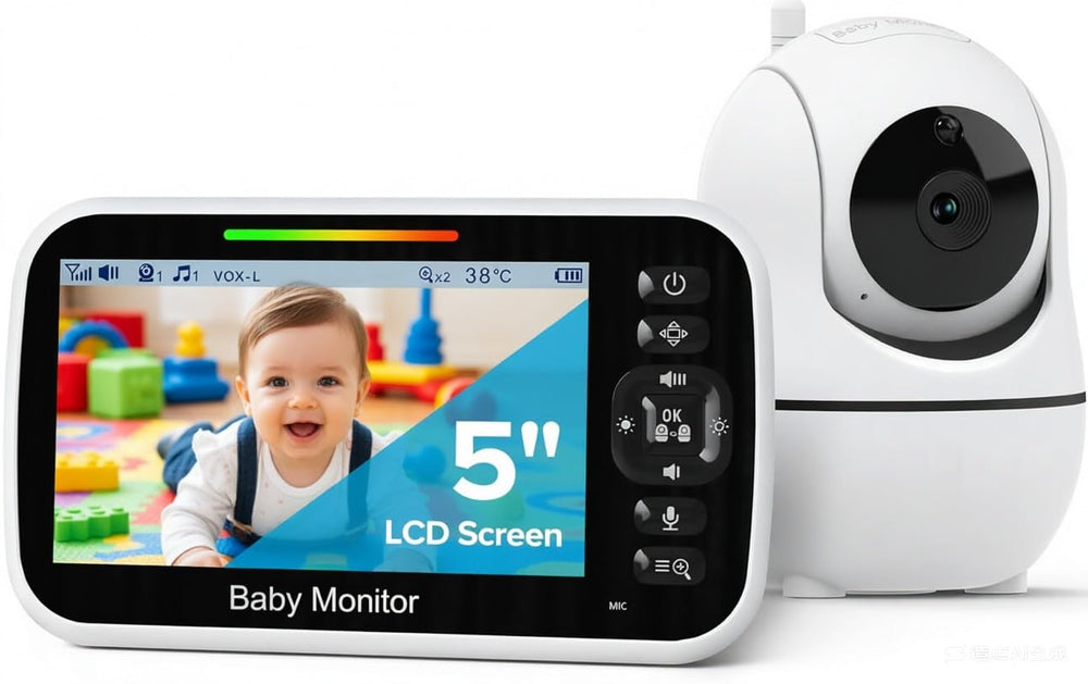 GoodBaby vista frontal del monitor 5" con imagen clara para vigilancia