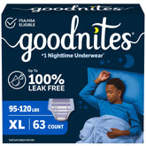 GoodNites paquete XL frontal mostrando cantidad y talla para confianza