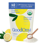 GOODONYA front of tub showing label and servings, clear ingredient visibility benefits