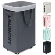 Goodpick front view of laundry basket shows roomy capacity and easy rolling
