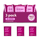 goodwipes frente del paquete para uso doméstico, garantía de tamaño y conveniencia