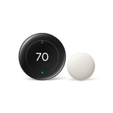 Google Nest thermostat front view showing sleek obsidian finish and readable display benefits energy savings
