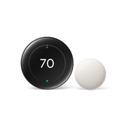 Google Nest thermostat front view showing sleek obsidian finish and readable display benefits energy savings
