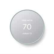 Google Nest thermostat front view showing clean design and energy savings