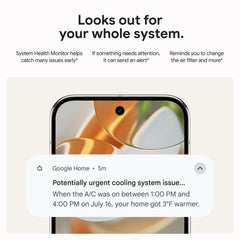 Google Nest thermostat installed on wall demonstrating neat wiring and simple placement