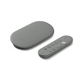 Google TV Streamer frontal en color Hazel mostrando diseño compacto y fácil instalación