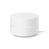 Google Wifi front view showing compact design and status light for easy placement and reliable signal