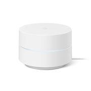 Google Wifi front view showing compact design and status light for easy placement and reliable signal