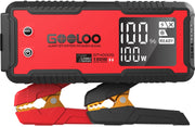 GOOLOO GT4000S front view showing compact jump starter and ports, reliable roadside power