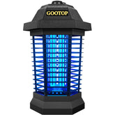 GOOTOP front view of black zapper showing protective cage and bulb, clear insect control