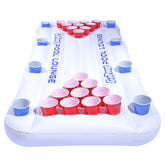 GoPong front view of inflatable pool lounge shows full table and game layout benefit party focus