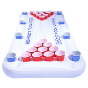 GoPong front view of inflatable pool lounge shows full table and game layout benefit party focus