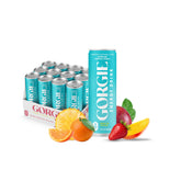 GORGIE front packaging showing 12-pack, conveys convenience and bold tropical flavor