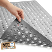 GORILLA GRIP front view of gray bath mat showing full coverage and safe grip