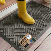 GORILLA GRIP front view gray doormat showing durable all-season protection