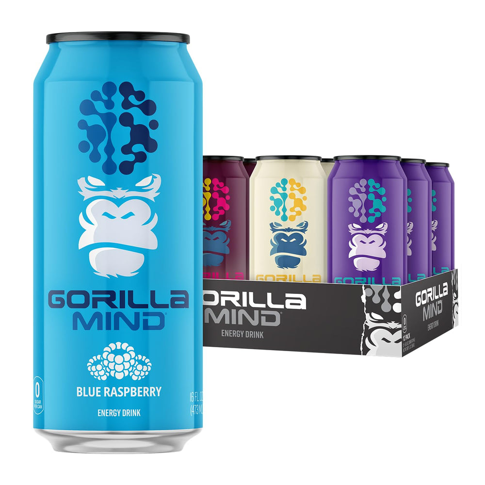 Gorilla Mind energy front can showing label and bold branding for immediate recognition