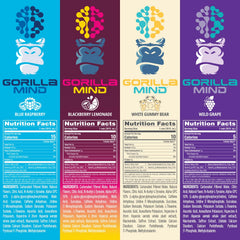 Gorilla Mind energy open can pouring into glass highlighting clean, clear beverage