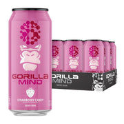 Gorilla Mind front can view showing Strawberry Candy flavor and bold branding for quick ID