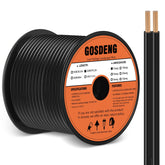 GOSDENG reel front view showing full 250FT cable and durable packaging benefit