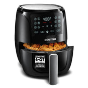Gourmia front view showing compact black design and countertop fit