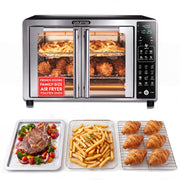 Gourmia vista frontal con puertas francesas y capacidad para seis rebanadas