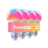 Govee A19 front packaging showing 4-pack and features benefits