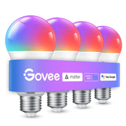 Govee A19 front view showing bulb shape and bright 800 lm output for versatile lighting