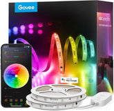 Govee vista frontal de la tira LED mostrando colores vivos y cobertura larga