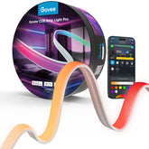 Govee tira LED Pro frontal mostrando colores vibrantes y beneficio de ambiente adaptable