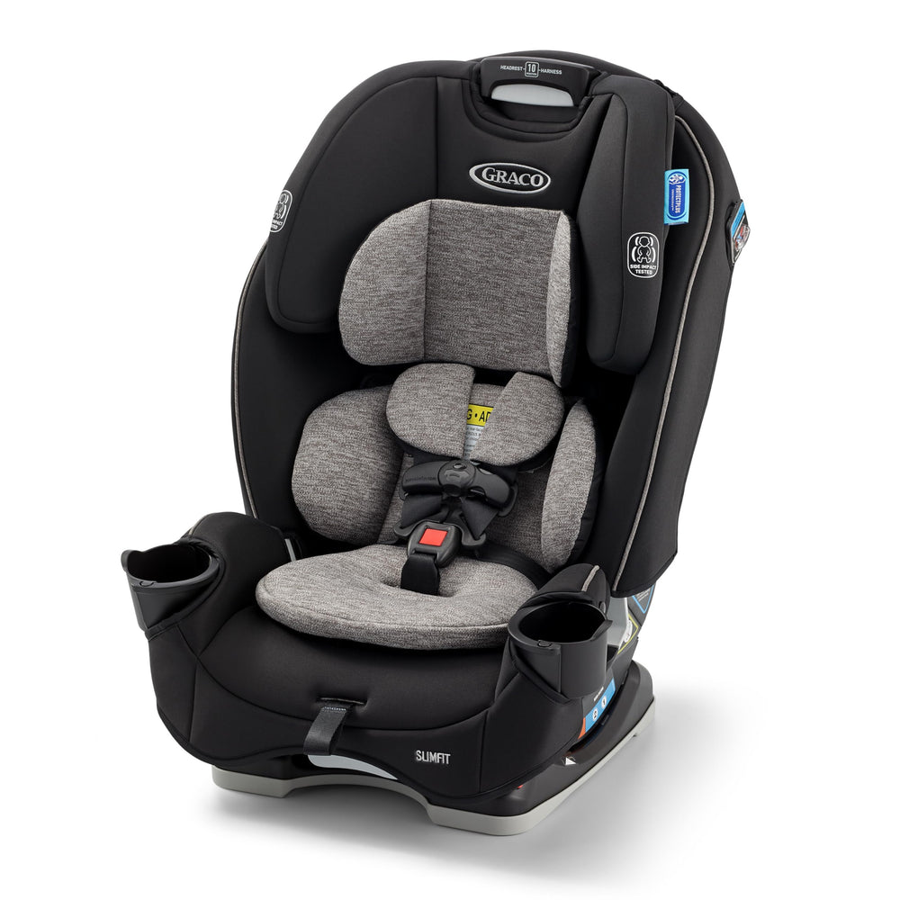 Graco vista frontal de la silla SlimFit, diseño compacto y seguro