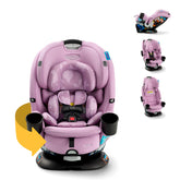 Graco Turn2Me front view showing lilac fabric and safety design for easy everyday use
