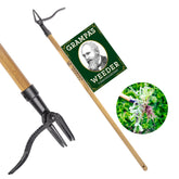 Grampa's Weeder front view showing full tool and easy stand-up benefit