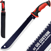 Grand Way machete front view showing full 19-inch profile and blade benefits