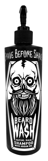 Grave Before Shave botella frontal 16 oz con dosificador mostrando etiqueta y beneficio práctico