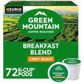 Green Mountain Coffee Roasters caja frontal mostrando 72 cápsulas y facilidad