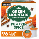 Green Mountain Coffee Roasters front box showing pumpkin spice branding and seasonal appeal
