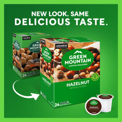 Close-up of a Green Mountain K-Cup pod highlighting compatibility and quick brewing