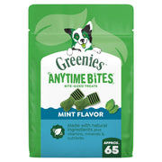 Greenies empaque frontal mostrando Anytime Bites y beneficio práctico