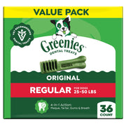 Greenies envasado frontal 36 unidades mostrando conveniencia y frescura