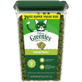Greenies front packaging showing catnip flavor and product benefits