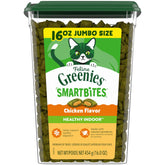 Greenies paquete frontal mostrando diseño y tamaño del envase beneficio visual