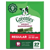 Greenies front packaging showing 27-count pouch and clear product benefits
