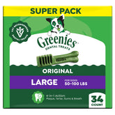 Greenies large front packaging showing count and size for easy selection