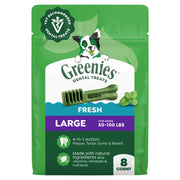 Greenies frontal del paquete mostrando el diseño y conteo, beneficio visual de confianza